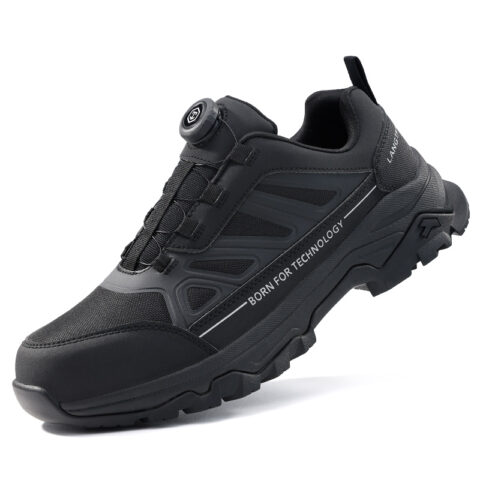 LANGTAN Slip Resistant Abrasion Resistant Support Low top Outdoor Shoes Men’s Black