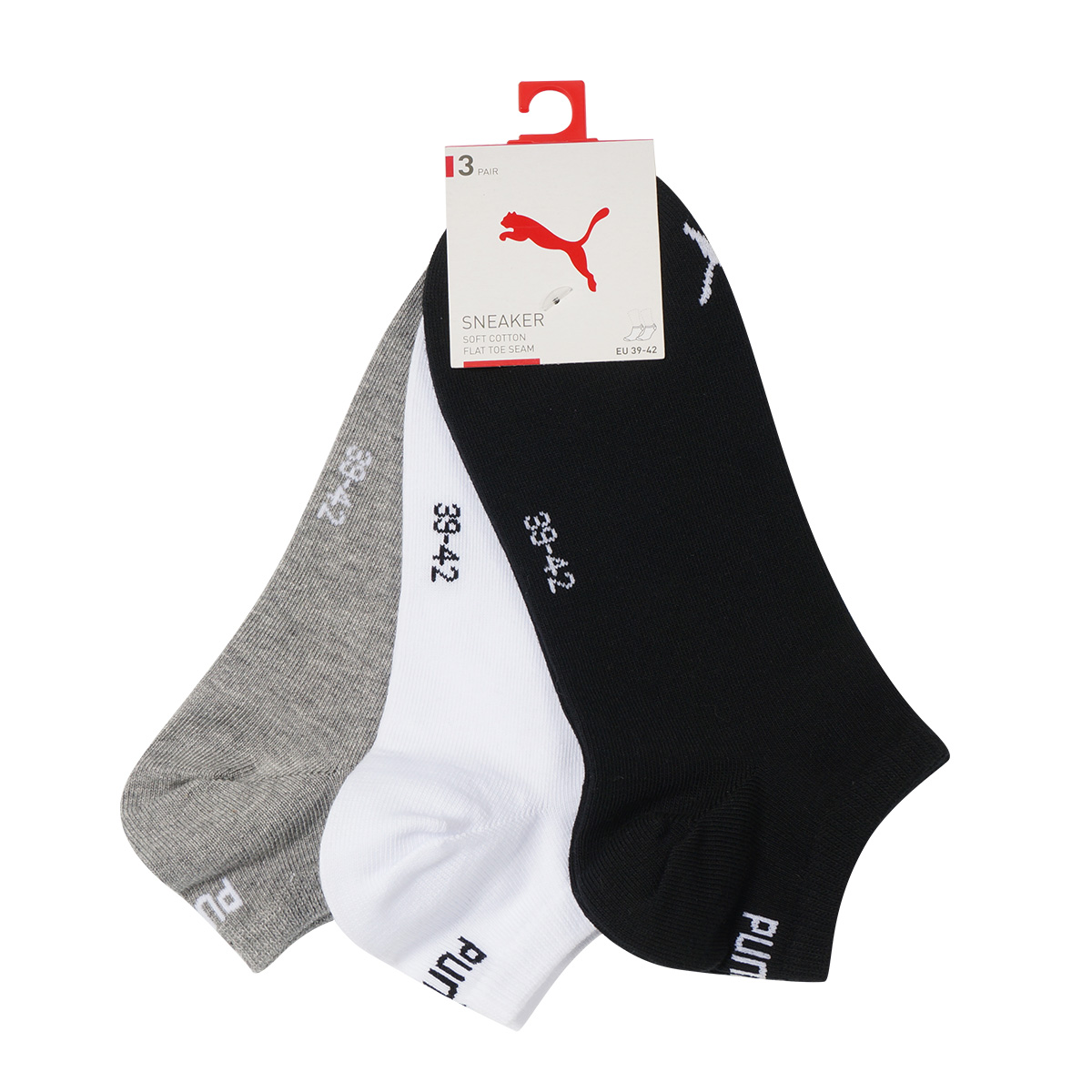 PUMA Ankle Socks Unisex 3 Pack Black/White/Gray
