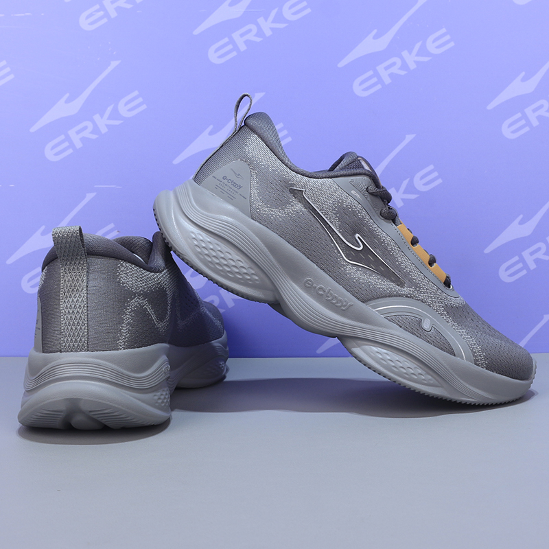 Erke Cushioning Breathable Lightweight Low top Casual Training Sprint City Commuting Running Shoes Men’s Gray