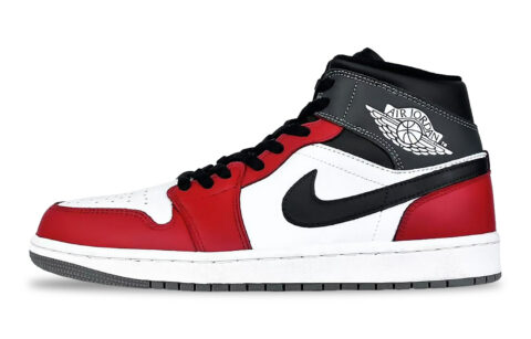 Jordan Air Jordan 1 Abrasion Resistant Mid top Vintage Basketball Shoes Men’s Black Red