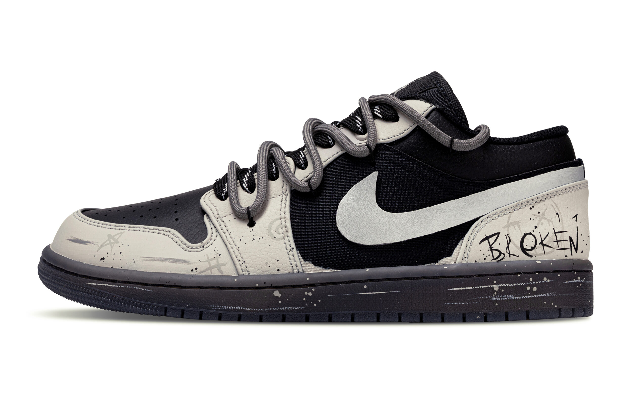 Jordan Air Jordan 1 Low top Vintage Basketball Shoes Unisex Beige Black