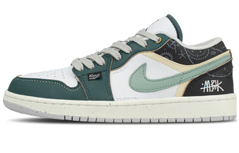 Jordan Air Jordan 1 Low top Vintage Basketball Shoes Unisex Olive Green