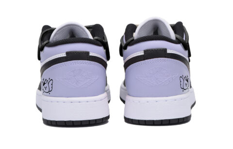 Jordan Air Jordan 1 Puppy Fragment Anti-Slip Wear-Resistant Low-Top Vintage Basketball Shoes Men’s Black Purple