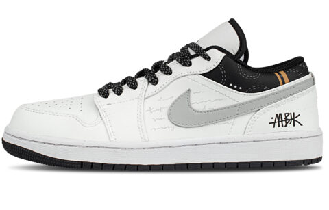 Jordan Air Jordan 1 Cushioning Breathable Low top Vintage Basketball Shoes Unisex White