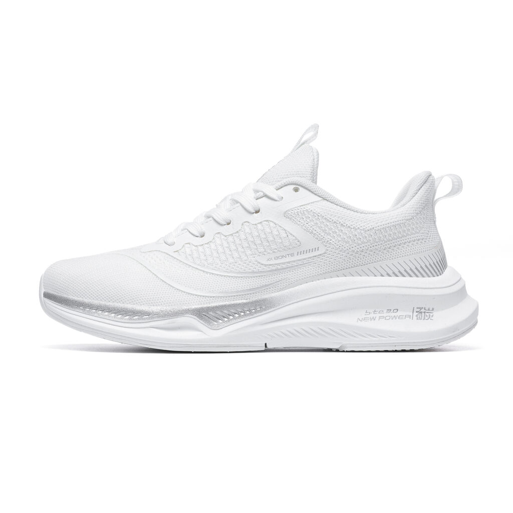 BTE Cushioning Slip Resistant Abrasion Resistant Lightweight Low top Running Shoes Unisex Aurora White Silver
