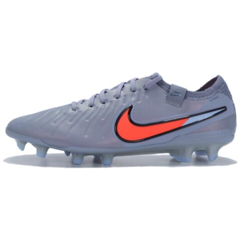 Nike Tiempo Legend 10 Comfortable Slip Resistant Abrasion Resistant Soccer Shoes Unisex Silver Gray