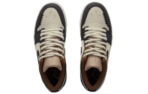 Jordan Air Jordan 1 Charred Mocha Low top Vintage Basketball Shoes Men’s Light Yellow
