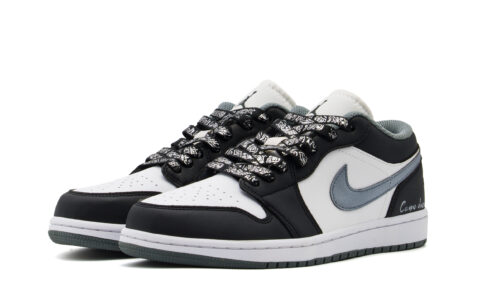 Jordan Air Jordan 1 Abrasion Resistant Low top Vintage Basketball Shoes Unisex Silver Black