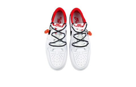 Jordan Air Jordan 1 Abrasion Resistant Slip Resistant Low top Vintage Basketball Shoes Unisex White Red