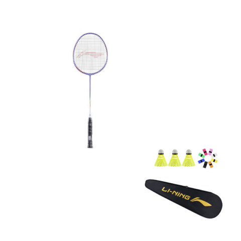 Li Ning Thunder 08 Badminton Rackets Control Type All around Defense Entry level 675mm Unisex 2U/G5 Zircon Purple