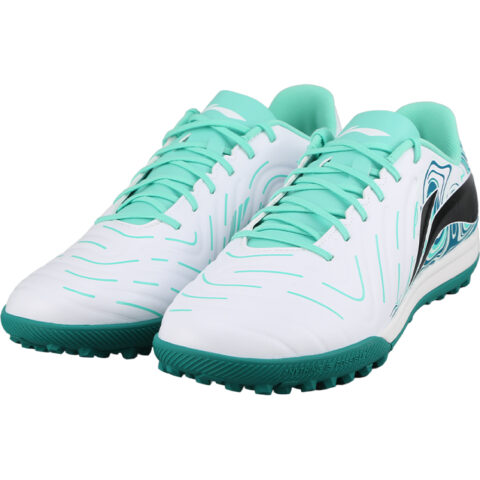 Li Ning Brocade TF Turf Artificial Turf Cushioning Slip Resistant Abrasion Resistant Soccer Shoes Men’s White Green
