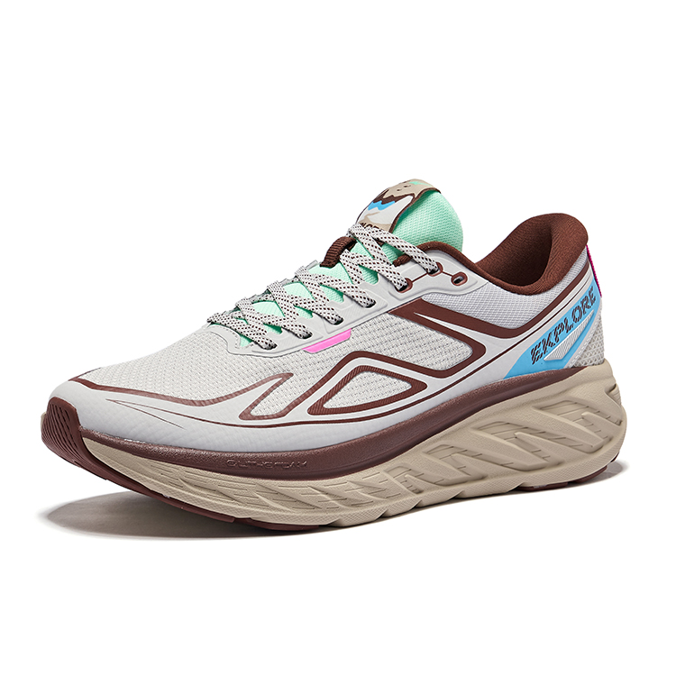 Erke Rebound Lightweight Low top Qidan Technology Running Shoes Men’s Cloud Mist Gray Cyan Willow Color