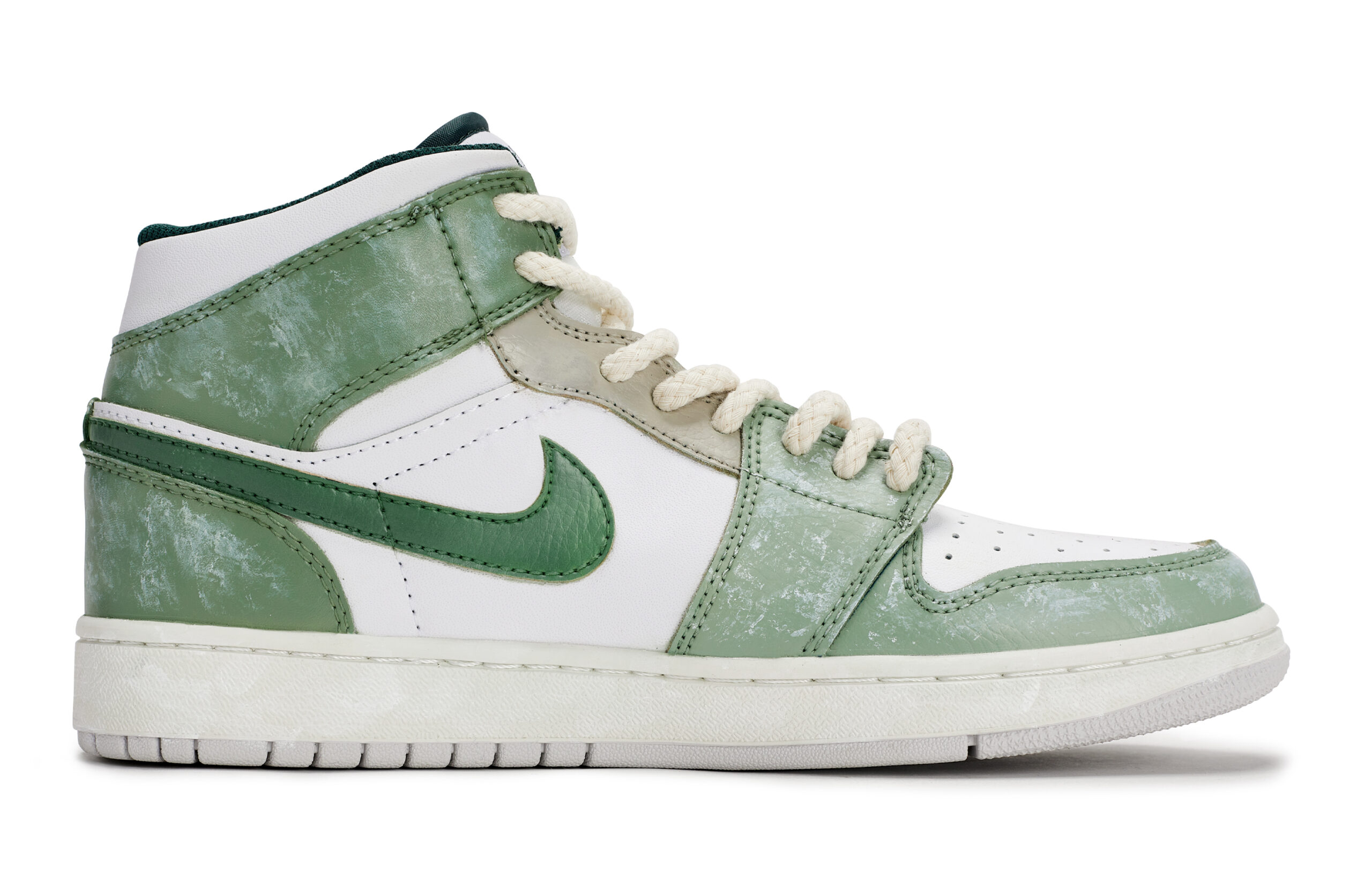 Jordan Air Jordan 1 Vintage Basketball Shoes Unisex Mid Top White/Green