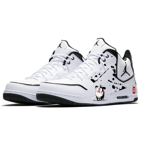 Jordan Courtside 23 Pig Slip Resistant Mid top Vintage Basketball Shoes Men’s White Black