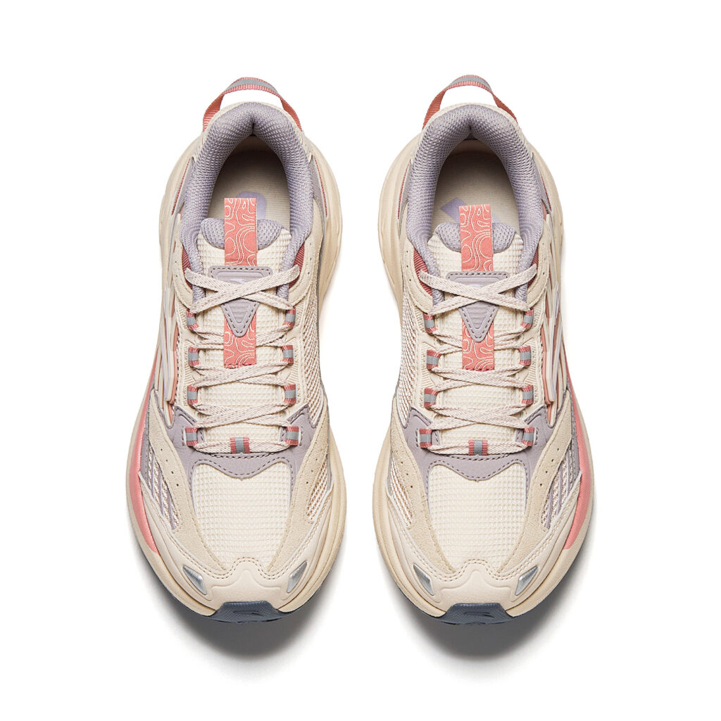 Anta Textile, Synthetic Leather Low top Casual Running Shoes Women’s Wheat Khaki/Magic Carpet Gray