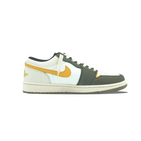 Jordan Air Jordan 1 Vintage Basketball Shoes Men’s Low Top Olive Green, Beige, Yellow