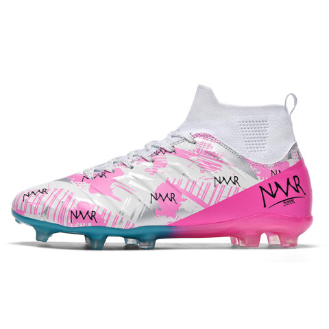 NMR Slip Resistant Waterproof Non Slip And Waterproof Soccer Shoes Unisex White Blue Pink