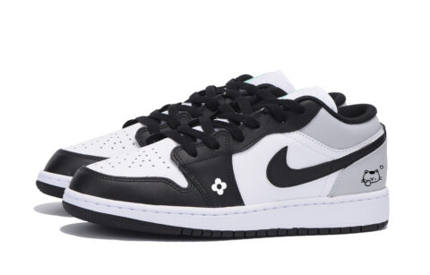 Jordan Air Jordan 1 Slip Resistant Abrasion Resistant Low top Vintage Basketball Shoes Men’s White Black Gray