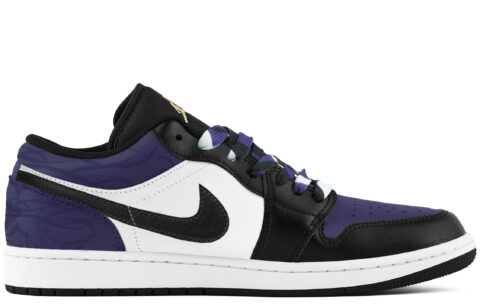 Jordan 1 Cushioning, Wear Resistant Low top Vintage Basketball Shoes Unisex Black Purple