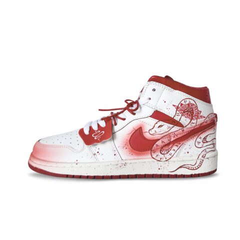 Jordan Air Jordan 1 Slip Resistant Abrasion Resistant Mid top Basketball Shoes Men’s Red White