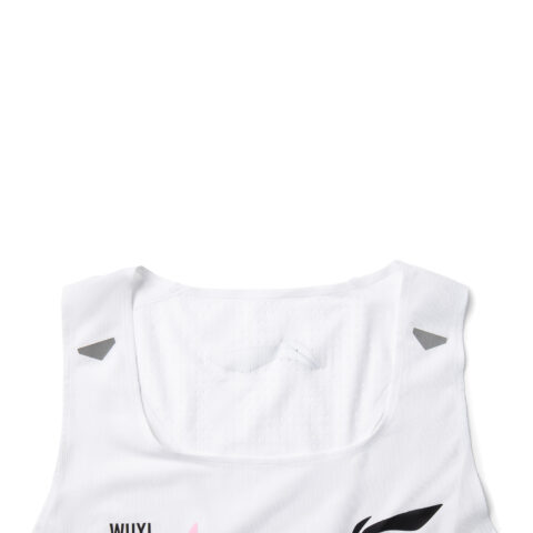 Li Ning Running Collection Running Tank Tops Men’s Standard White/Fluorescent Rose Purple/Fluorescent Numbers Pink Full Print U Neck Moderate Straight Fit