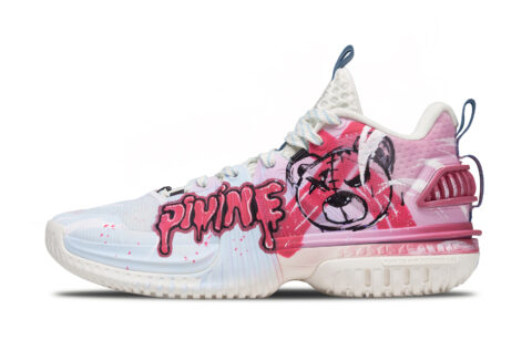 Li Ning Storm 2024 TPU Lightweight Rebound Grip Mid top Basketball Shoes Men’s Pink Blue