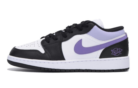 Jordan Air Jordan 1 Abrasion Resistant Slip Resistant Low top Vintage Basketball Shoes Men’s Black White Purple