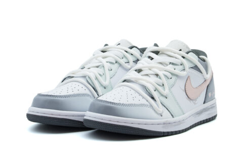 Jordan Air Jordan 1 Cushioning Low top Vintage Basketball Shoes Unisex Gray Pink