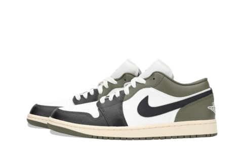 Jordan Air Jordan 1 Cushioning, Wear Resistant Low top Vintage Basketball Shoes Unisex Olive Green