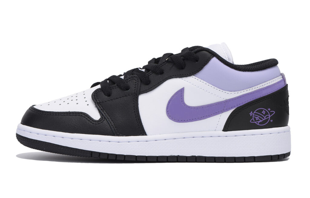 Jordan Air Jordan 1 Abrasion Resistant Slip Resistant Low top Vintage Basketball Shoes Men’s Black White Purple