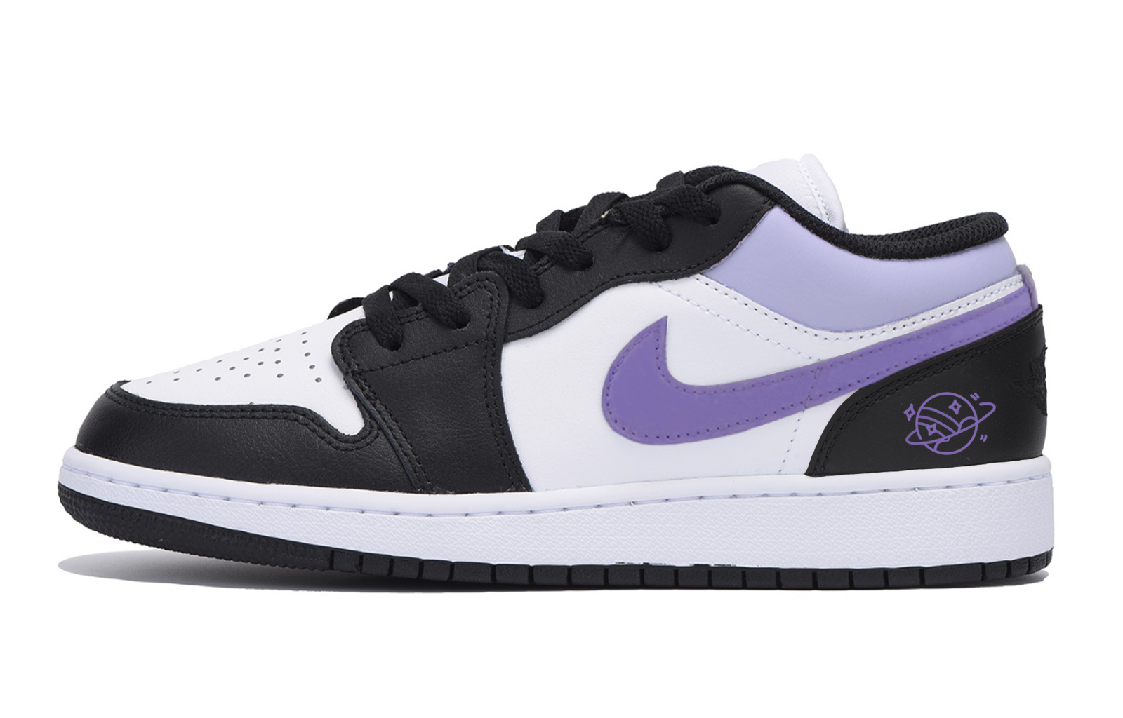Jordan Air Jordan 1 Abrasion Resistant Slip Resistant Low top Vintage Basketball Shoes Men’s Black White Purple