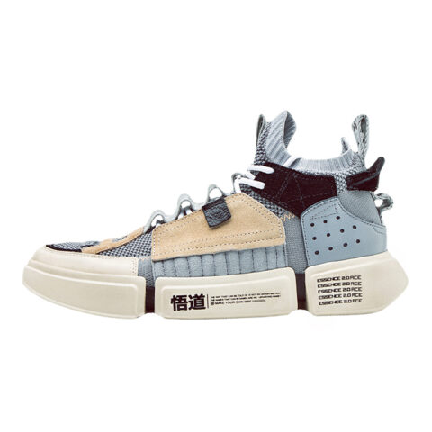 Li Ning Way Of Wade Mesh Slip Resistant Abrasion Resistant Mid top Vintage Basketball Shoes Women’s Beige Blue Gray