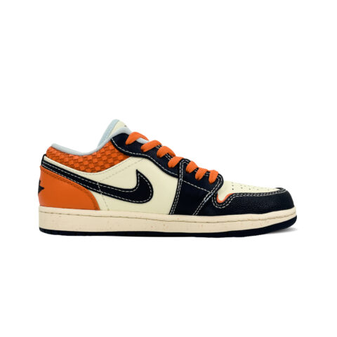 Jordan Air Jordan 1 Abrasion Resistant Low top Vintage Basketball Shoes Men’s Black Orange