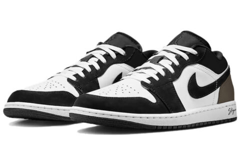 Jordan Air Jordan 1 Black Mocha Leather Abrasion Resistant Abrasion Resistant Low top Vintage Basketball Shoes Unisex