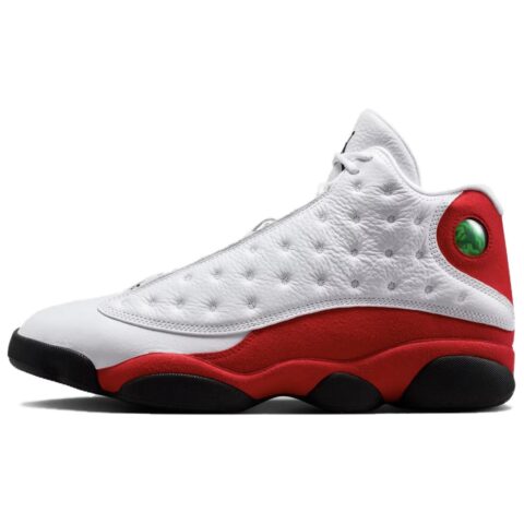 Jordan Air Jordan 13 Slip Resistant Abrasion Resistant Mid top Vintage Basketball Shoes Unisex White Red