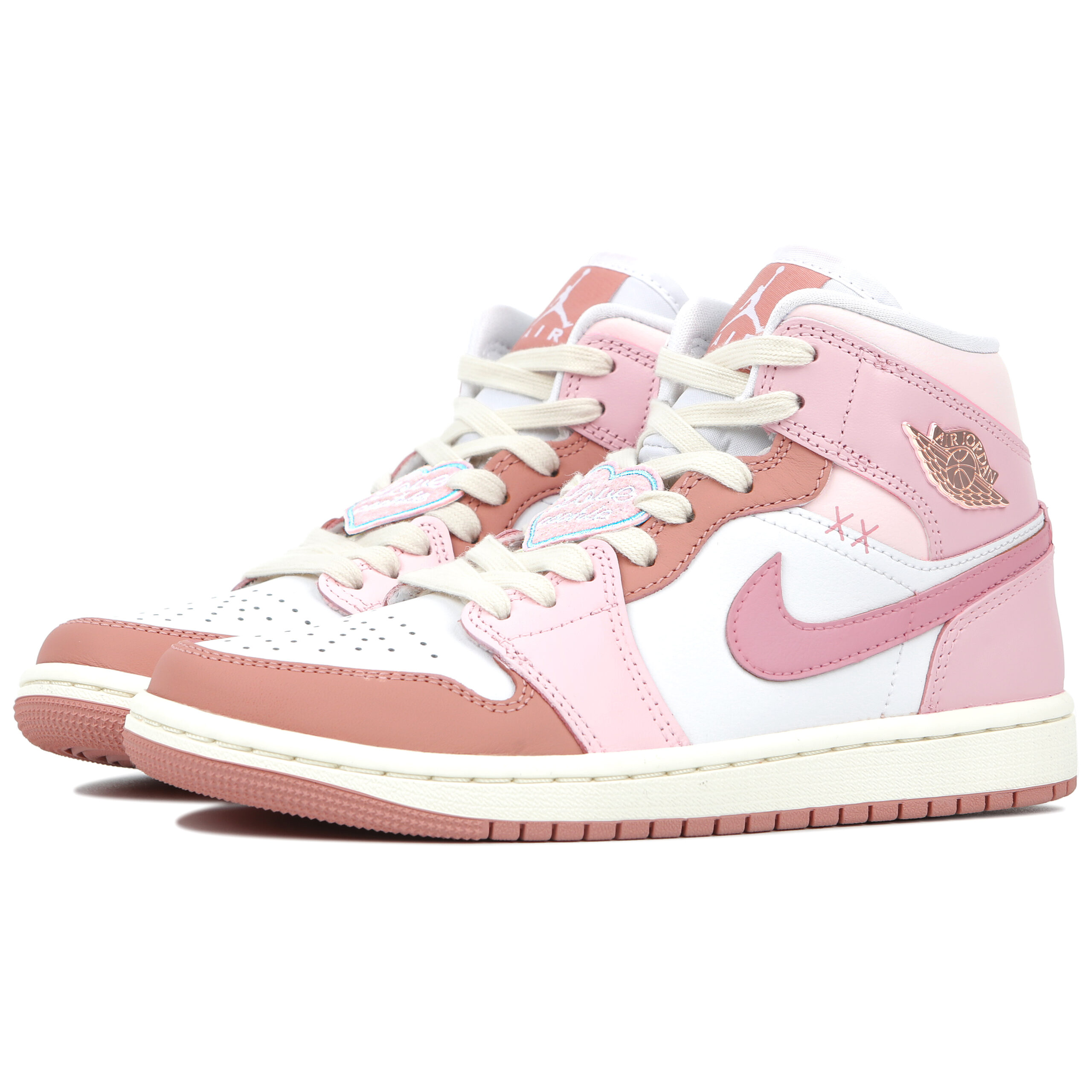 Jordan Air Jordan 1 Abrasion Resistant Slip Resistant Mid top Vintage Basketball Shoes Women’s Pink