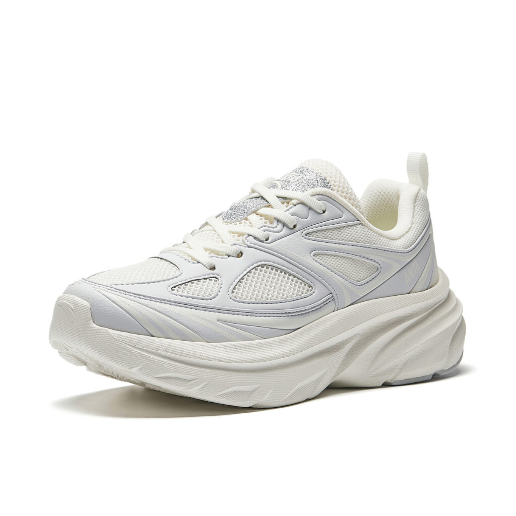 Anta Textile, Synthetic Leather Breathable And Slip Resistant Casual Fashion Trend Women’s Ivory White/Sand Gray