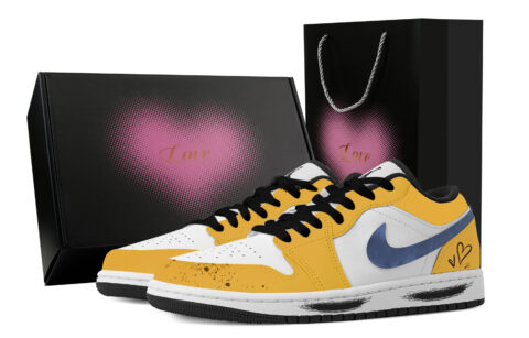 Jordan Air Jordan 1 Bumblebee, Heart Box Abrasion Resistant Low top Vintage Basketball Shoes Women’s White Yellow