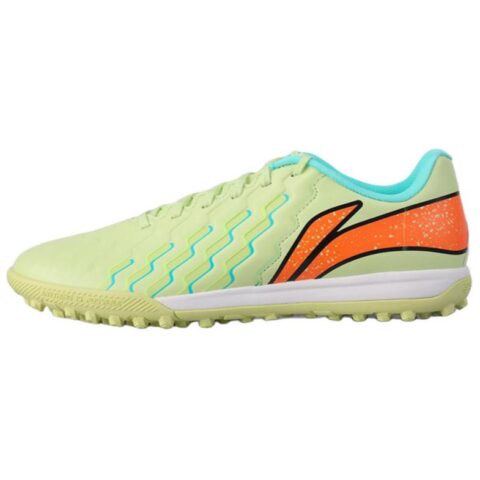 Li Ning Brocade Artificial Turf, Natural Grass Slip Resistant Abrasion Resistant Soccer Shoes Men’s Green Orange