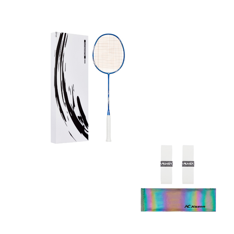 Li Ning x Kason Badminton Rackets Offensive Type Heavy Head, Stiff Shaft Advanced Level 4UG5 Blue Silver