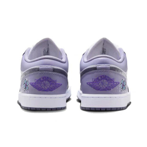 Jordan Air Jordan 1 Slip Resistant Abrasion Resistant Low top Vintage Basketball Shoes Men’s Purple White