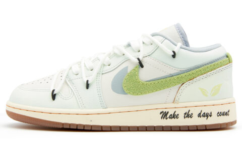 Jordan Air Jordan 1 Low SE Slip Resistant Abrasion Resistant Low top Vintage Basketball Shoes GS White Green