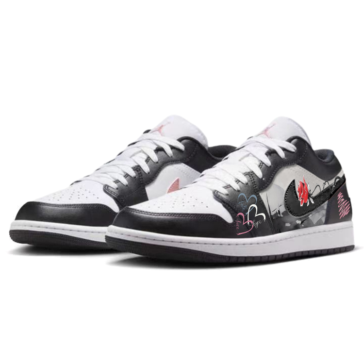 Jordan Air Jordan 1 Vintage Basketball Shoes Unisex Low Top Black/Pink