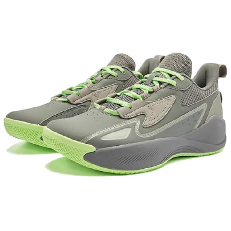 QIAODAN Slip Resistant, Abrasion Resistant, Super Light Low top Basketball Shoes Men’s Gray Green