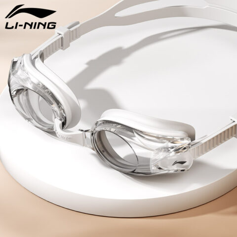 Li Ning Anti Fog Swim Goggles PC/Silicone/TPU Professional Swimming Unisex White