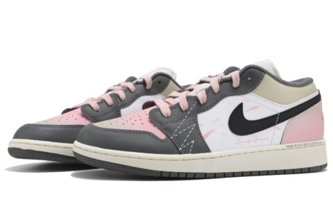 Jordan Air Jordan 1 Abrasion Resistant Low top Vintage Basketball Shoes Unisex Pink White