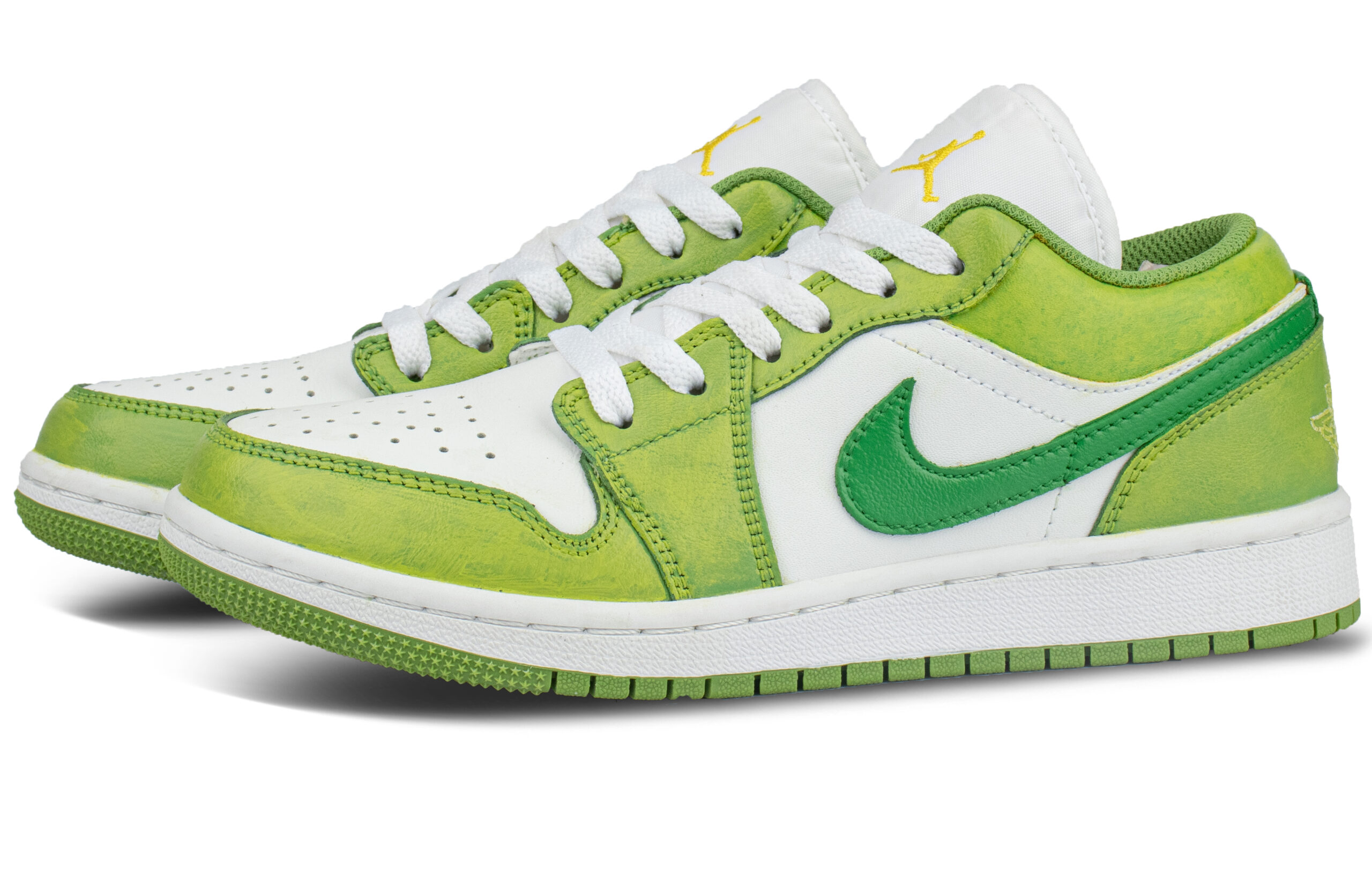 Jordan Air Jordan 1 Green Apple, Box Included Abrasion Resistant Low top Vintage Basketball Shoes Unisex Fruit Green