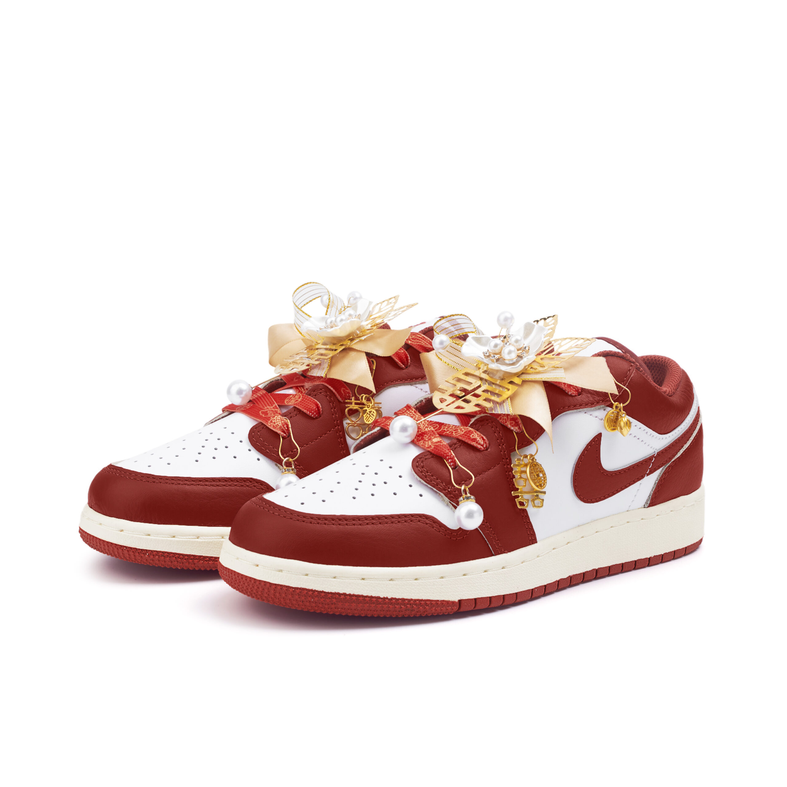 Jordan Air Jordan 1 Slip Resistant Abrasion Resistant Low top Vintage Basketball Shoes Women’s Red