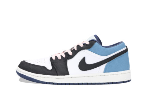 Jordan Air Jordan 1 Denim Huichao Cushioning, Wear Resistant Low top Vintage Basketball Shoes Unisex Blue Black