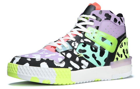 PEAK Taichi Slip Resistant Abrasion Resistant High top Vintage Basketball Shoes Men’s Black Purple Green